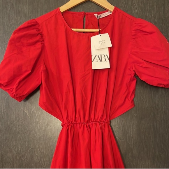 Zara Red Poplin Dress - Picture 5 of 7